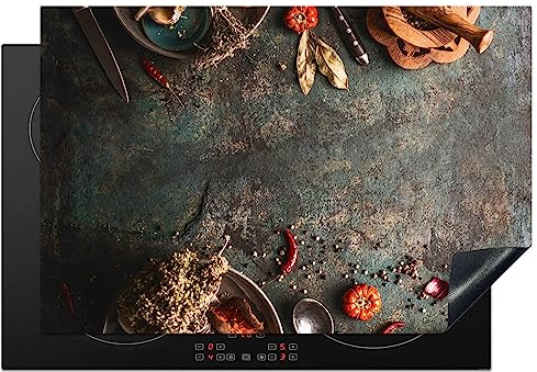 KitchenYeah© Induction Hob Protector Mat Cooker Top Protectors Cover | 20.3x29.9 / 76x51.5 cm - Ceramic Covers Electric Hobs Vinyl Marble - Vegetable - Autumn - Pumpkin - Rustic - Herbs