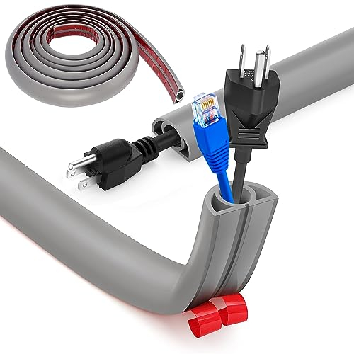 Flexibler Klein Kabelkanal, Selbstklebend Boden Kabelbrücke, 5M x 2cm Flexibler Kabelabdeckung Kabelschutz Kabelschacht Leicht zu Schneiden Montage für alle Netzkabel Haus, Schule, Büro, Lager (Grau)