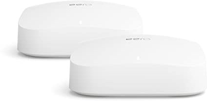 Routeur Wi-Fi maillé Amazon eero Pro 6E | Ethernet 2,5 Gb/s | Couvre jusqu'à 380 m² | Possibilité de connecter plus de 100 appareils | Idéal pour streaming, travail et gaming | Lot de 2 | Modèle 2022