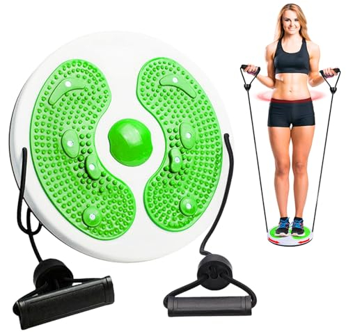 Waist Whisper, Waist Twisting Disc Body Shaping Waist Twisting Disc Twist Waist Disc Board with Resistance Bands and Foot Massage Fitness Turntable for Home Workout Women Weight Loss/Cardio Exercise
