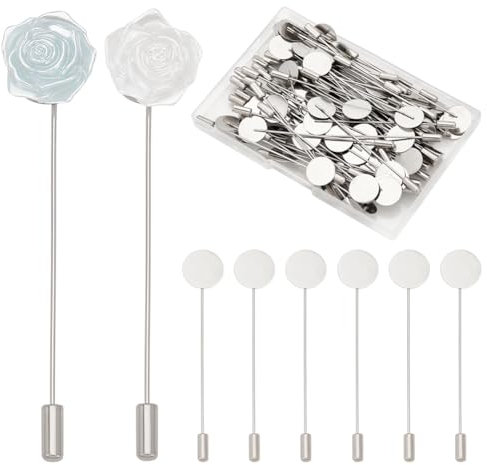 UNICRAFTALE 80 Stück Broschenzubehör Aus Edelstahl 77 mm Lang Flaches Rundes Metalltablett Anstecknadel Sicherheitsnadeln Stecknadeln Broschennadel Nadel Anzug Krawatte Hutnadel Schal Abzeichen Für