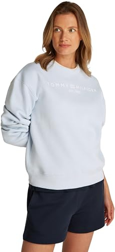Tommy Hilfiger Damen Sweatshirt ohne Kapuze, Blau (Breezy Blue), XL