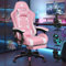 ALFORDSO Poltrona da Gaming da Gaming Poltrona da Gaming per Massaggi Sedia da Gamer Ergonomica con Poggiatesta, Poggiapiedi e Cuscino Lombare Massaggiante, Sedia da Gaming Lmbottita, Pelle PU, Rosa