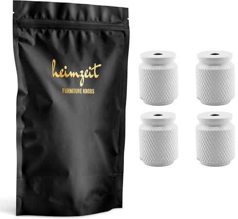 heimzeit Tiradores de Armarios y Cómodas de Aluminio para Puertas y Cajones [4 Piezas, Restriado] Color: Blanco, Diseño Elegante, Pomos Armario con Manija de un agujero con tornillos