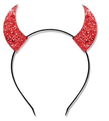 YUNHENTONG Corne Diable Halloween,Serre Tete Diable,Diable Oreilles Bandeau,Serre Tete Halloween Convient,pour le Diadème d'accessoires de Cheveux de Costume de Fête d'halloween de Carnaval (D)