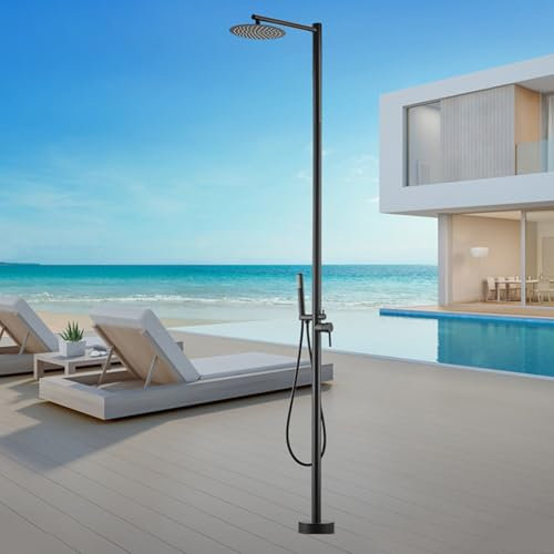 Generisch Gartendusche Freistehend Schwarz Aussendusche Kalt Warm Pooldusche Aussendusche für Gärten, Pools Usw. Geeignet