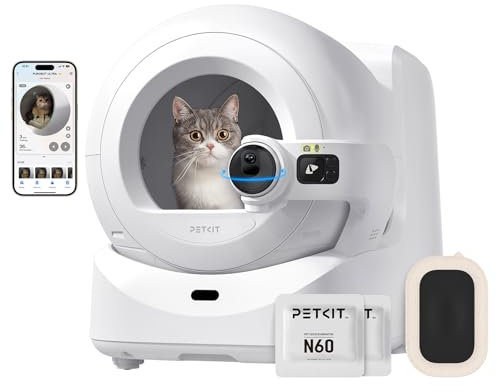 PETKIT Self Cleaning Cat Litter Tray, PUROBOT ULTRA with AI Camera, Facial Recognition & Health Monitor, App & Odor Control, Touch-free Waste Packing, Smart Robot Litter Box 70L for Multiple Cats