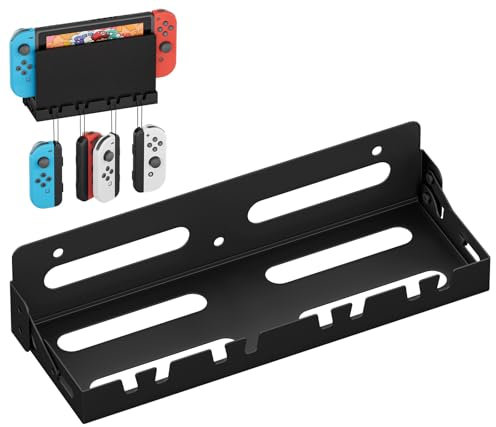 Riuog Wall Mount bracket for Switch ,Metal Wall Mount Bracket with 4 handle Hooks,NS Controller Holder games console shelf