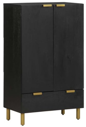 vidaXL Highboard Schwarz 60x33x100 cm Holzwerkstoff, Hochschrank, Kommode, Beistellschrank, Wohnzimmerschrank, Sideboard, Aufbewahrungsmöbel