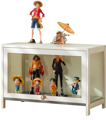 errtsdb 60x33x40cm vitrinenschrank, 1 Schicht glasvitrine, sammlervitrine Wohnzimmer vitrine glasvitrine stehend leicht zu reinigen für Wohnzimmer und Büro, Weiß/Von Allen Seiten transparent