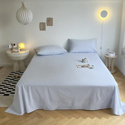 HAIBA Bettlaken ohne Gummizug 200x230cm hellblau weiches und pflegeleichtes Betttuch aus Baumwolle ohne Gummizug