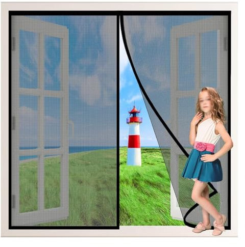 Tenda a rullo anti-insetti per finestre L65xH115 cm, zanzariera per finestre anti-insetti, zanzariera per finestre con cinturino in, facile da installare senza forare le finestre, nera