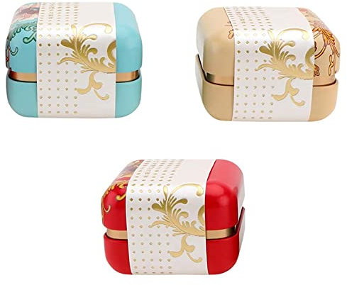 NingMeng 3-Piece Square Tea Tin Canisters: Mini Storage Boxes with Rustproof and Sealed Design for Coffee & Tea