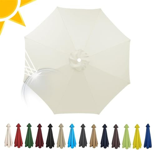 Sombrilla de playa grande de 2 m con factor de protección solar 50+, impermeable y resistente a los rayos UV, ideal para su uso en el jardín, terraza, balcón y playa, 15, 2.7m / 6 Rippen