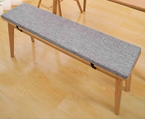 3 cm Dick Bequeme Bankauflage mit Rutschfester Unterseite und Reißverschluss, Baumwolle-Leinen Sitzpolster Bank für Esszimmerbank, Schaukelstuhl, Fenstersitzauflage, Waschbare Gartenbank Auflage(Gray,