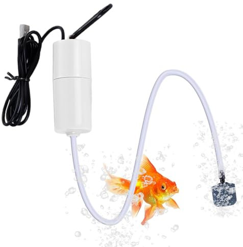 Hobngmuc Bomba De Oxígeno para Pecera, Carga USB Pequeña Bomba De Aire para Acuario, Burbujeador De Acuario Portátil Ultra Silencioso para Pecera, pesce
