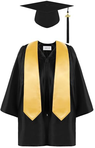 Abschlusskleid Kinder Abschluss Talar Mit Hut 2025 Absolventen Robe Und Stola Schulabschluss Geschenk Mädchen Junge Doktorhut und Umhang Abschlussrobe Graduation Cap Gown Abschlussfeier Party