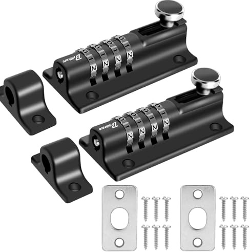 2er Pack Kombinationsverriegelungsriegel mit 4 Ziffern, wetterfeste Schieberiegelverriegelung, schlüsselloser Schieberiegel aus Zinklegierung 121 mm / 4,8 Zoll, schwere Ausführung, abschließbarer