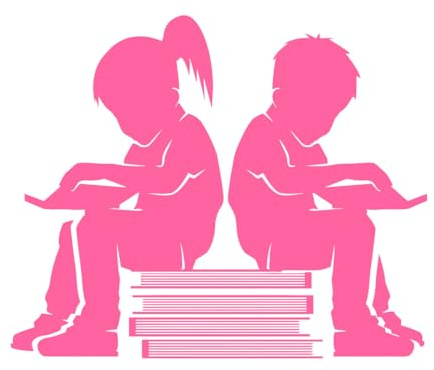 Enfant qui lit, rat de bibliothèque, livres de l'école 51x61.9cm Personnalisation Rose