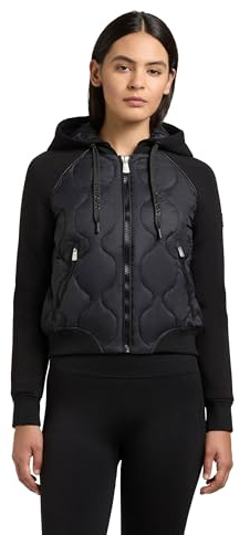 khujo Damen leichte Übergangsjacke kurze gesteppte Bomberjacke mit abnehmbarer Kapuze Malaya Black Gr. L