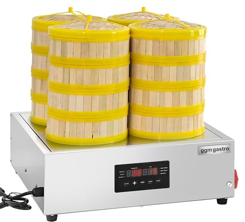 GGM Gastro | DSDB2 | Dampfgarer/Dumbling & Dim Sum Dämpfer - 2,5 kW - Digital - inkl. 16 Bambuskörben & 4 Deckel