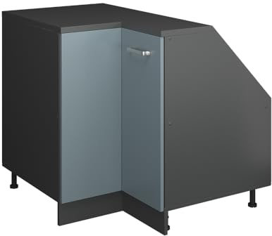 Vicco Eck-Küchenschrank für Dachschrägen R-Line, Blau-Grau, 75.6 cm