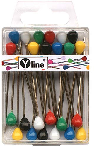 24 Stück Tapezierstecker mit Kunststoffkopf versch. farbig ca. 60 mm, Schmuck- Nadeln Stecknadeln groß, sl, 3047