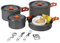 REDCAMP 23 PCS Camping Cookware Set for Family, Compact & Folding Backpacking Cookset for 4-5 Persons, Anodized Aluminum Lightweight Camping Pots and Pans Set