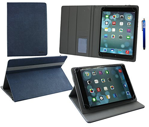 Emartbuy Universal 9.1 Pollici - 10.1 Pollici Scuro Blu Angolo Multi Portafoglio Custodia Case Cover per Carte di Credito E Penna A Stilo Adatto per Dispositivi Selezionati Elencati sotto