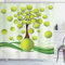 ABAKUHAUS Tennis Duschvorhang, Tennisbälle Muster, Stoffliches Gewebe Badezimmerdekorationsset mit Haken, 175 x 200 cm, Hellgrün Braun Weiß