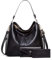 BestoU Sac a Main Femmes PU Cuir Sac à Bandoulière D'épaule Fourre-Tout Portefeuille 3pcs Set (Noir)