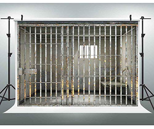 EOA 7(W) x5(H) FT Prison Jail Bars Backdrop Murder Party Crime Police Mugshot Cell Photography Background Birthday Events Decoration Kids Adults Funny Photoshot Props YouTube Studio