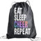 Cheer Drawstring Bag for Girls, Cheer Gift, Eat Sleep Charr Repeat, Cheerleading Competition Bag, Cheer Bags for Cheerleaders, Sport Backpack Cinch Sack, Cheer Accessories, Schwarz, Large, Auf Reisen
