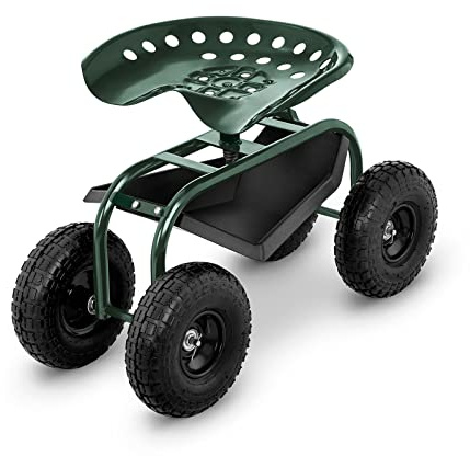 hillvert HT-RUNDLE-10 Fahrbarer Gartensitz 150 kg höhenverstellbar Rollsitz Garten Gartenwagen