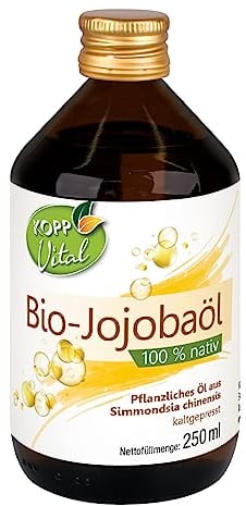KOPP Vital® Bio-Jojobaöl | 250 ml | vegan | 100% biologische Erzeugung | feuchtigkeitsregulierend | Pflanzenöl | Ohne Gentechnik | Hautpflege