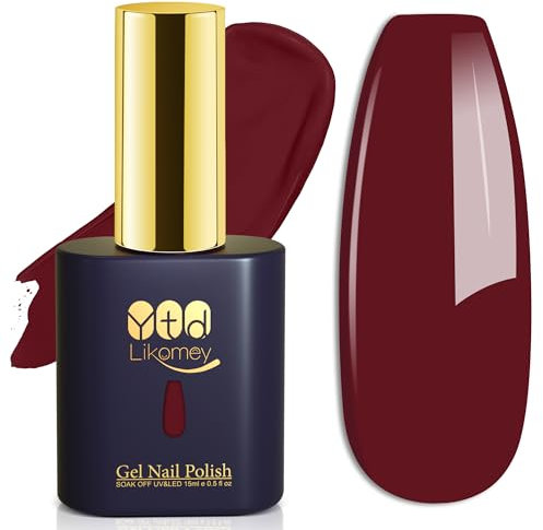 YTD Likomey UV Gellack Nagellack Gel,15ml Helles Burgunderrot Soak Off Farbgel Nagelgel Maniküre Farbe Gel Nail Polish,CS018
