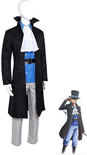 One Piece Sabo Cosplay Anime Kostüm Mantel Uniform Set mit Hut für Herren Jungen (X-Large)
