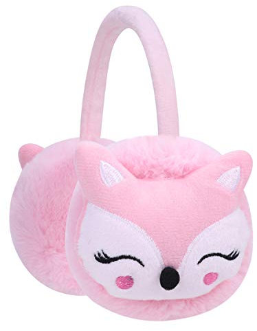 Ohrwärmer Mädchen Junge Ohrenschützer Winter Warm Earmuffs Plüsch Ohrenschutz Cartoon Fuchs Earband Outdoor Sport Ohrenklappen Winterzubehör Kinder Ohrenwärmer für Skifahren Radfahren Weihnachten