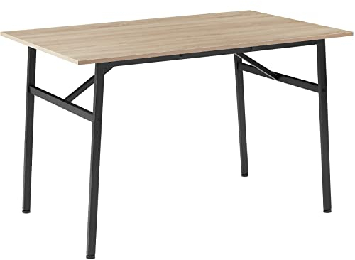tectake® Esstisch für 4 Personen, 120 x 75 x 76 cm, Küchentisch im Industrie-Design, Tisch für Esszimmer Küche Wohnzimmer Büro, schwarzes Metallgestell - Industrial Holz hell, Eiche Sonoma