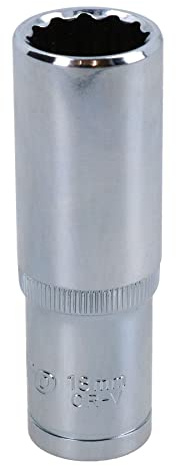 18mm 1/2in Drive Double Deep Long Reach Metric Socket 12 Point Sided Bi-hex