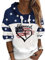 sivlana Damen Sweatshirt mit USA-Flagge, lässiger gestreifter Druck, Pullover mit Reißverschluss, amerikanischer patriotischer Pullover, #3 Blau, 50