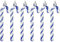 6 PCS 13cm Glitter Candy Cane Christmas Tree Decorations, Glitter Candy Cane Christmas Tree Hanging Decoration Bauble Xmas Ornament, Blue + White