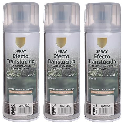 H HANSEL HOME Pintura Spray Vidrio y Cristal, Spray Esmerilado Cristal, Pintura para Pintar Vidrio, Efecto Translúcido Semitransparente - Gris Perla 400ml, Pack de 3