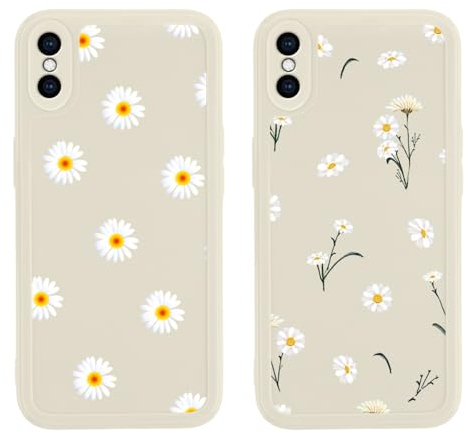 Yoedge 2 Stück Blumen HandyHülle für iPhone XS Max Hülle Blume 6,5, Silikon Handy Hülle für iPhone XS Max Case 3D Daisy Gänseblümchen Muster Aesthetic Mädchen Frauen Geschenk Schutzhülle Weiß Cover