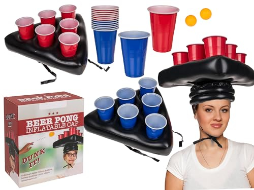 mucHome Beer Pong Spiele Gesellschaftsspiele Partyspiele Trinkspiele Beer Pong Becher Strandspiele Sommerspiele (Aufblasbare Beer Pong Mütze)