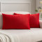 MIULEE 2er Set Samt Soft Solid Dekorative Quadrat Wurf Kissenbezüge Set Kissen Fall für Sofa Schlafzimmer Leuchtendes Rot 12x20 Zoll 30x50 cm