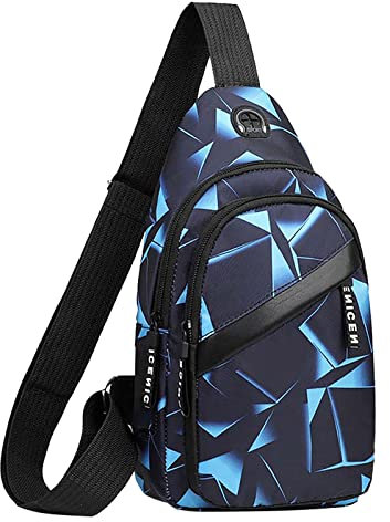 Allbestop 2022 Koreanische Version Brusttasche Herrenmode Camouflage Herren Umhängetasche Tuch Freizeittasche Leinwand Kleiner Rucksack Liebe Kind Taschen (Blue, One Size)