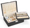 Sofore Portagioie Donna Porta Gioie Portagioie Bambina Grande Porta Gioielli Bambina a 2 Strati in Pelle PU Portagioie Donna da Camera Organizer Gioielli Storing Jewelry Earrings Anelli, Nero Perla