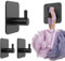 4smile Handtuchhalter ohne Bohren - 4er Set Handtuchhaken schwarz ohne Bohren, Edelstahl Haken, Klebehaken wasserfest - Haken selbstklebend, Bad Handtuchhaken, funktionale Badezimmer Handtuchhalter