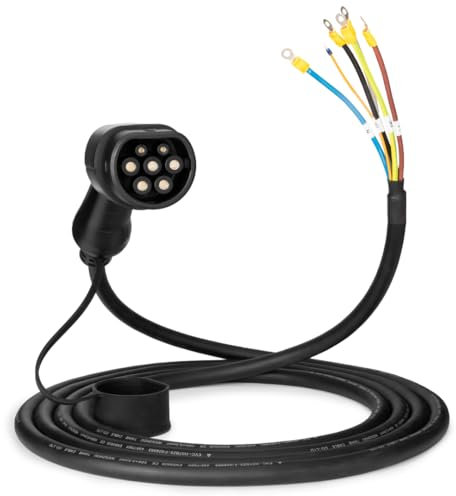 EVloaded | Cavo di ricambio tipo 2 per stazione di ricarica EV, 8 m, 32 A, fase 1, 22 kW, compatibile con Wallbox, certificato CE e TUV